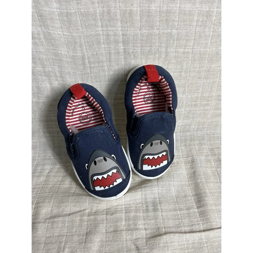 Kids/Babies Wonder Nation Canvas Shoes‎ Sz 5 Shark Picture Blue Red